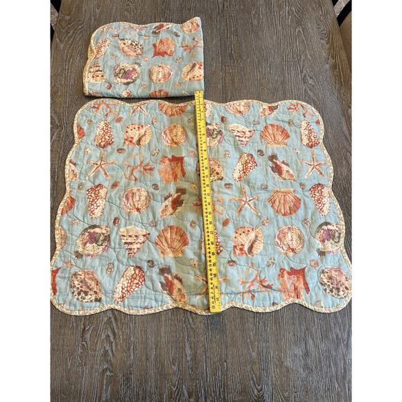 2 VTG Waverly Standard Pillow Shams Shore Thing Shells Beach Coastal Scalloped - Picture 7 of 10